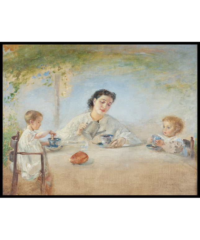 Die Familie des Künstlers beim Frühstück