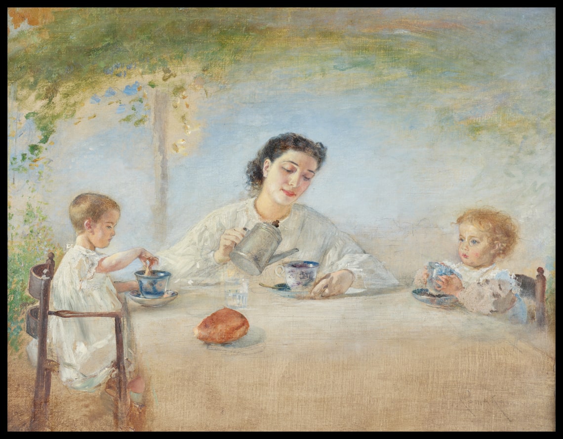 The artist's family at breakfast