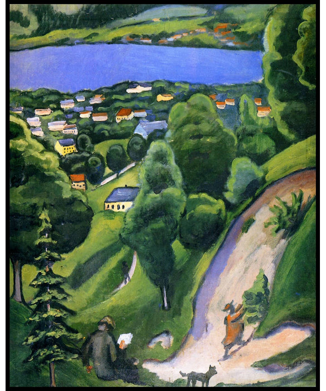 Landschaft am Tegernsee mit lesendem Mann