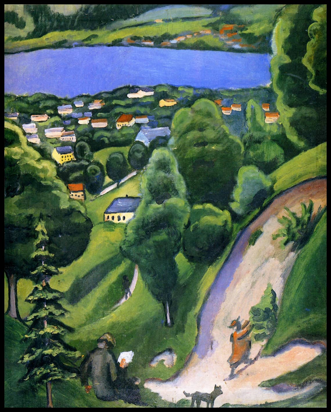 Landschaft am Tegernsee mit lesendem Mann