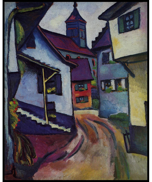 Straße mit Kirche in Kandern