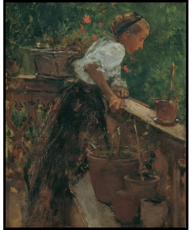 Bauernmädchen auf dem Balkon