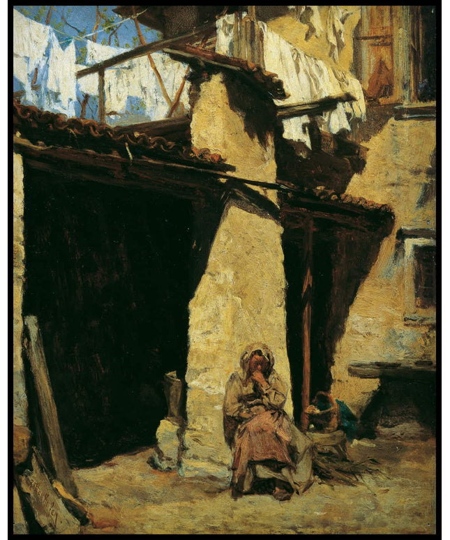 Neapolitanisches Bauernhaus mit Bäuerin