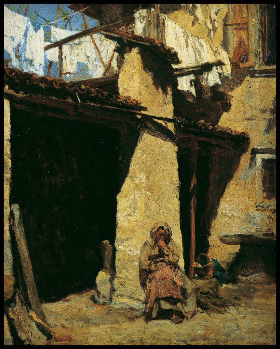 Neapolitanisches Bauernhaus mit Bäuerin