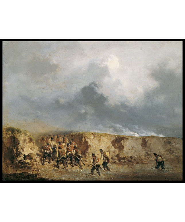 Österreichische Soldaten, eine Furt überschreitend