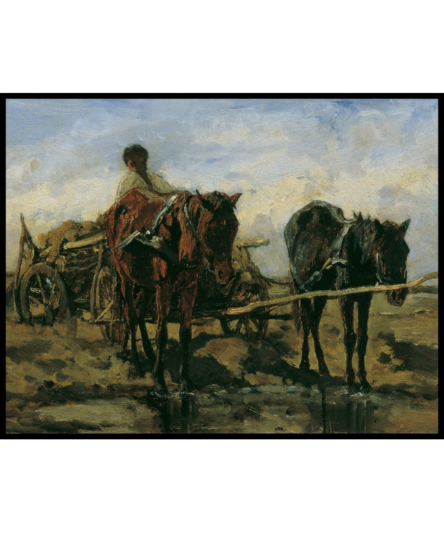 Ungarisches Bauernfuhrwerk am Wasser