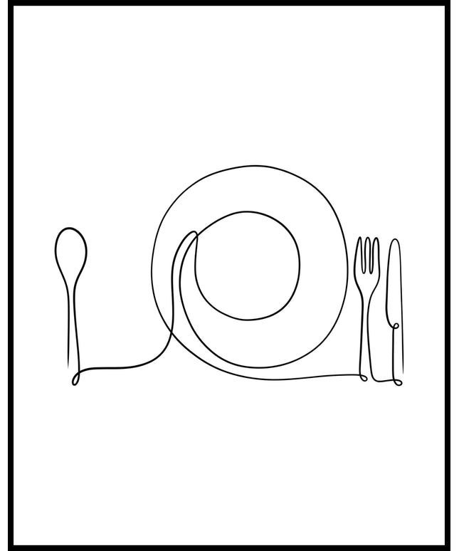 Besteck Line-Art Poster