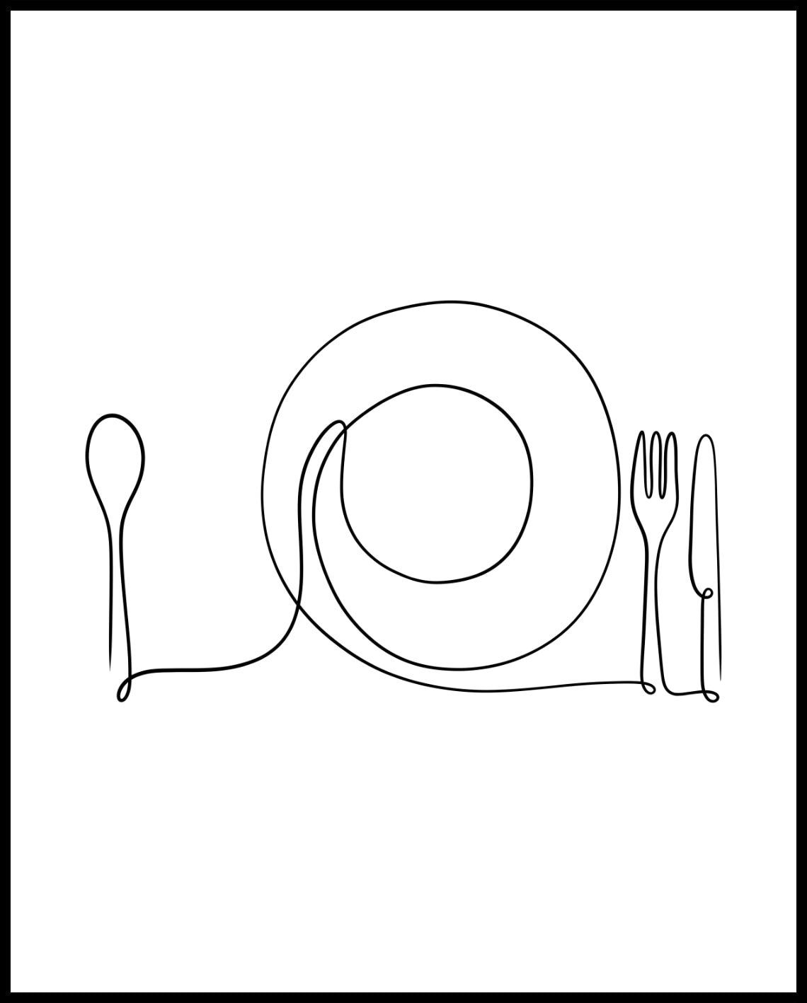 Cutlery line art poster