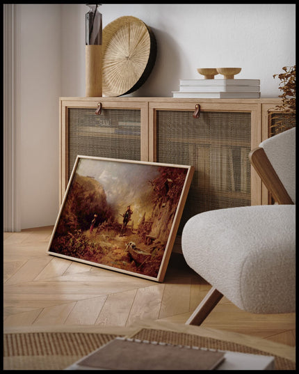 Jäger, einem Mädchen nachblickend