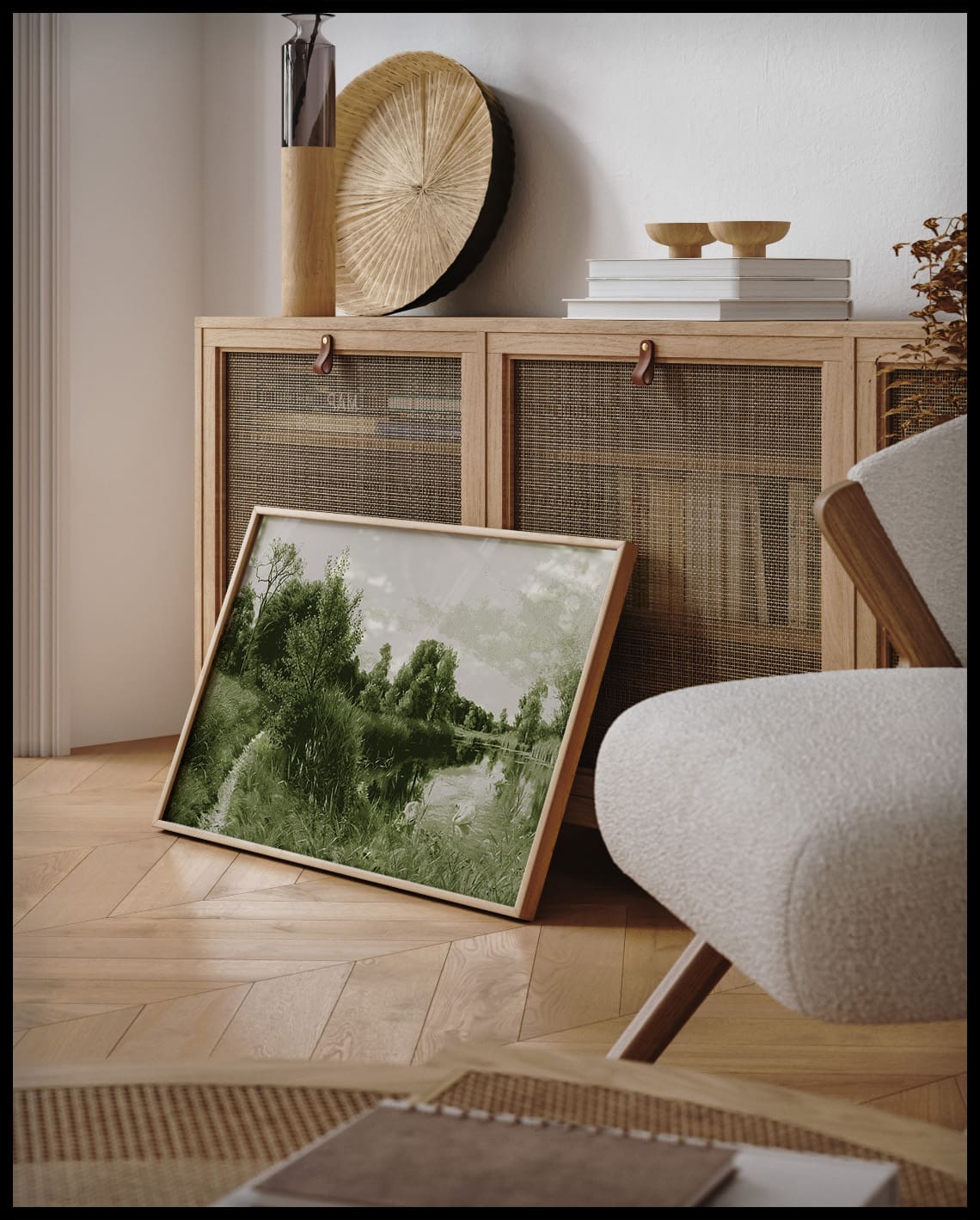 Sommerlandschaft mit Schwaenen