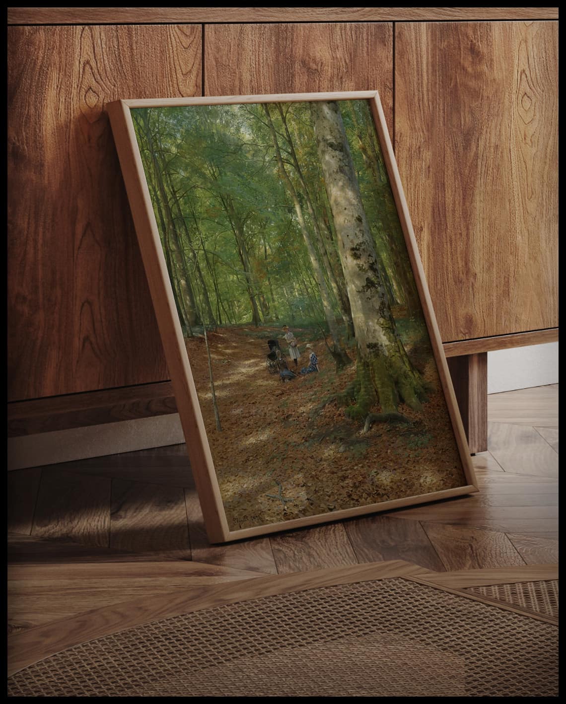 Forest scene with a family