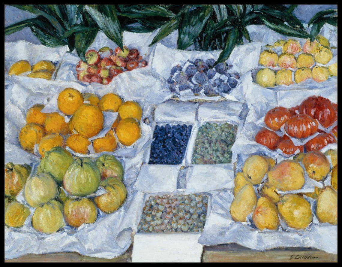 Fruits présentés sur un stand