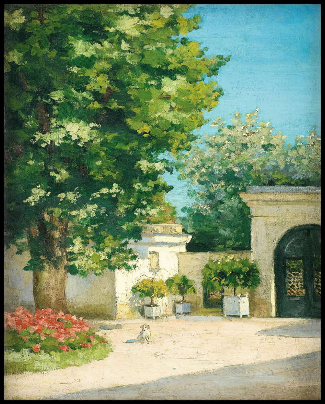 Yerres . De l'exèdre, le porche de la demeure familiale