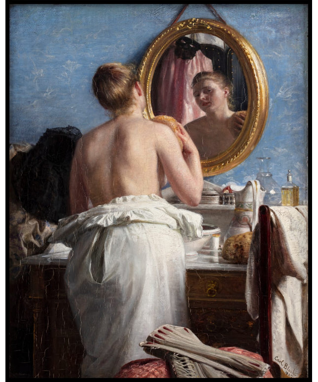 A girl washing herself before a carnival