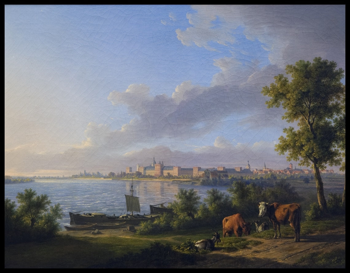 Ansicht von Mannheim Schloss und Rhein