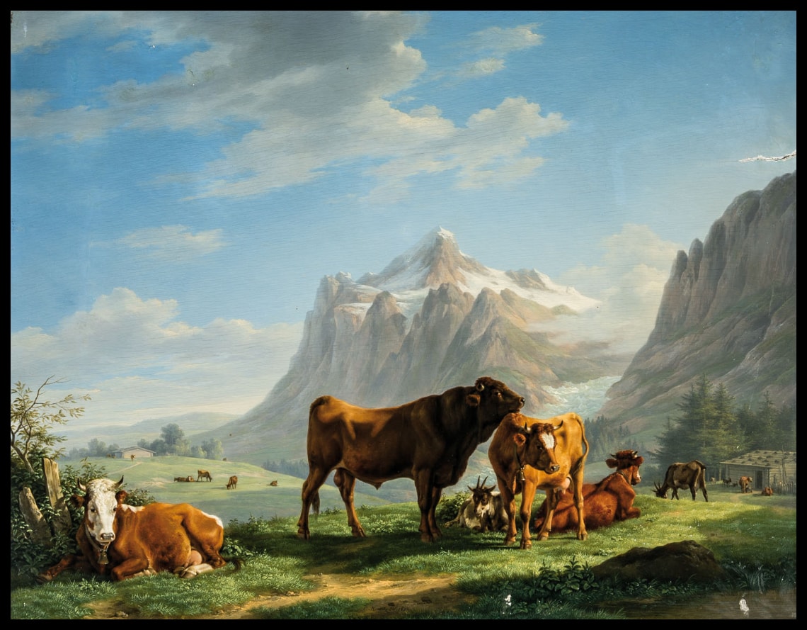 Berglandschaft mit weidenden Kühen