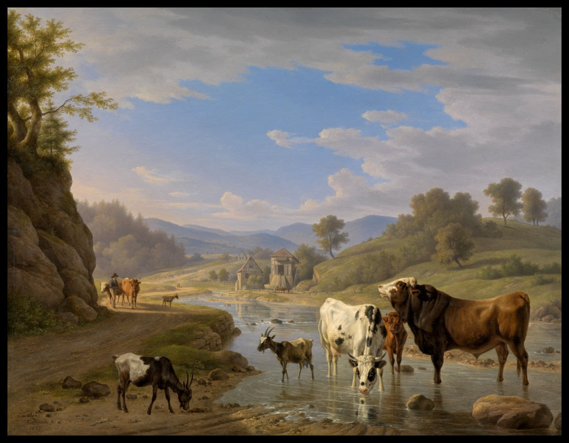 Blick auf Geroldsau bei Baden-Baden mit Tierstaffage