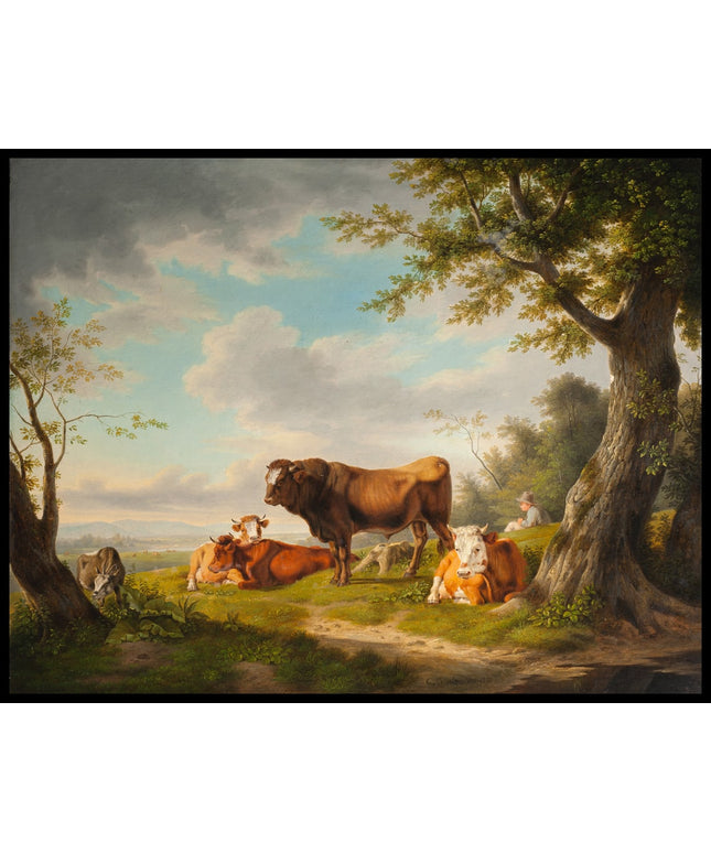 Landschaft mit Rindern und einem Hirten