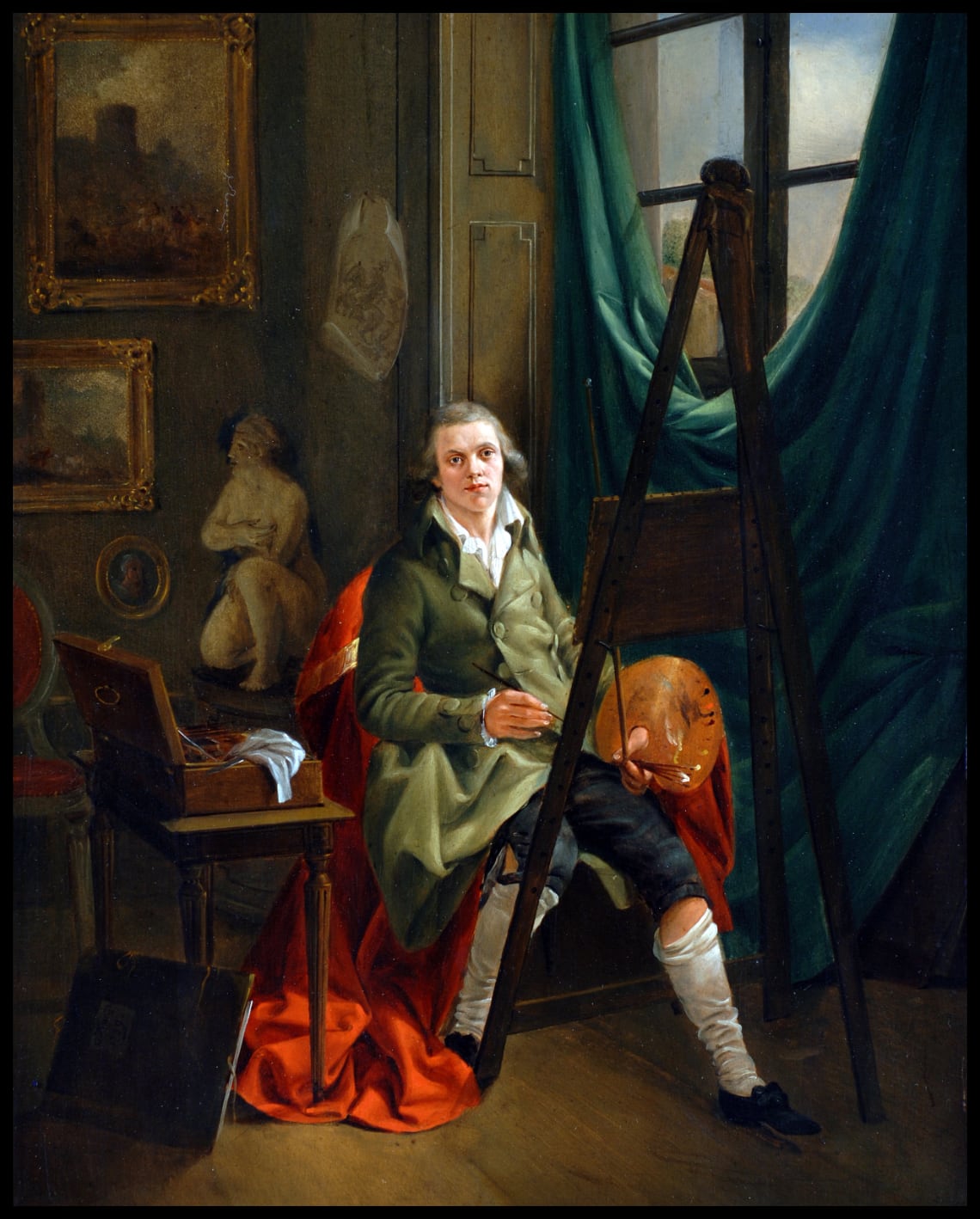 Self-portrait of the artist in his studio in Mannheim