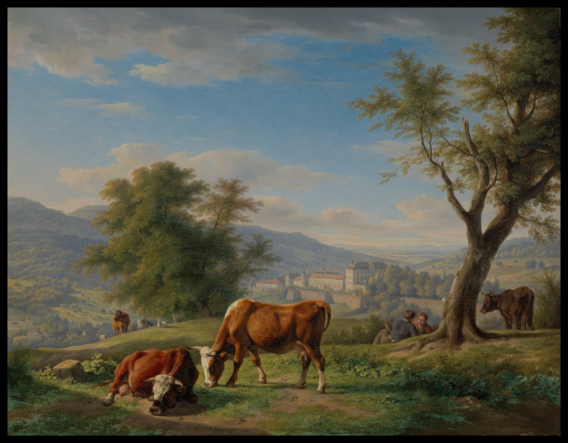 Weidende Tiere in Landschaft bei Baden-Baden