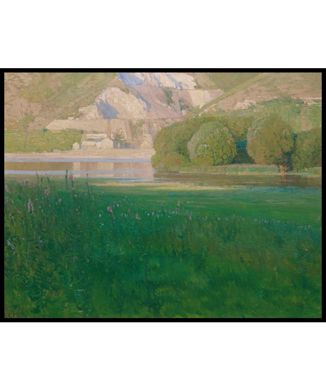 Abenddämmerung, Steinbruch an der Donau