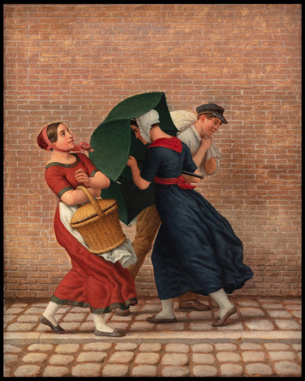 Street Scene in Windy and Rainy Weather