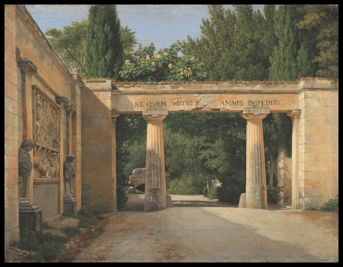 View of the Garden of the Villa Borghese in Rome