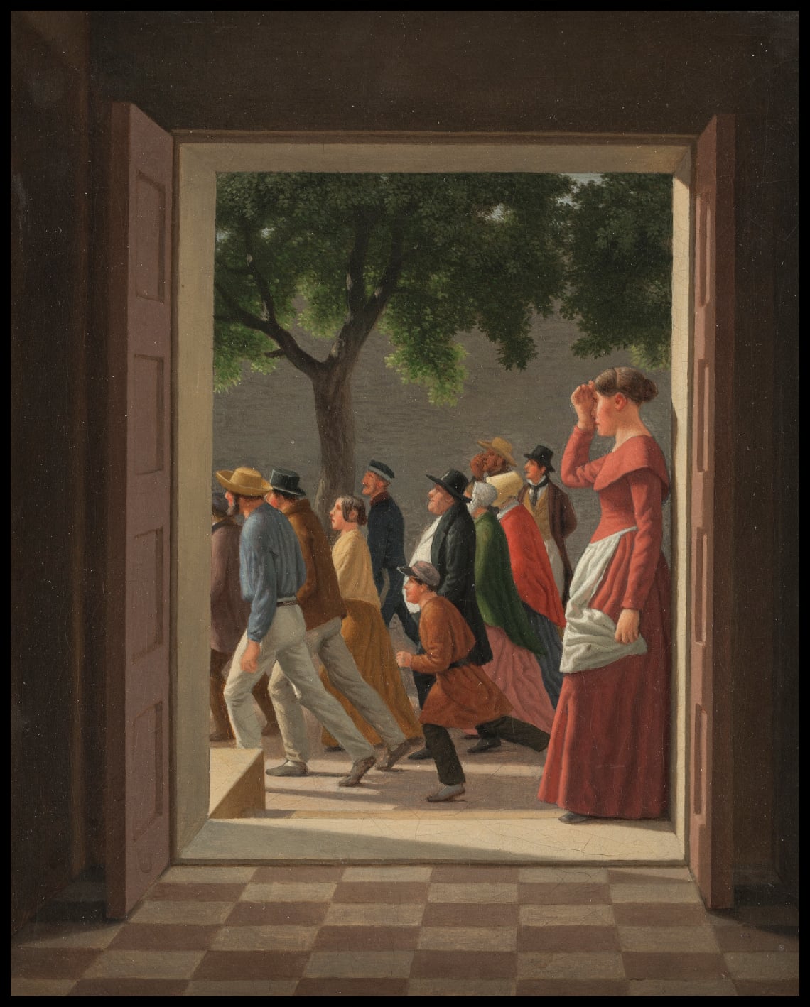 View through a Door to Running Figures