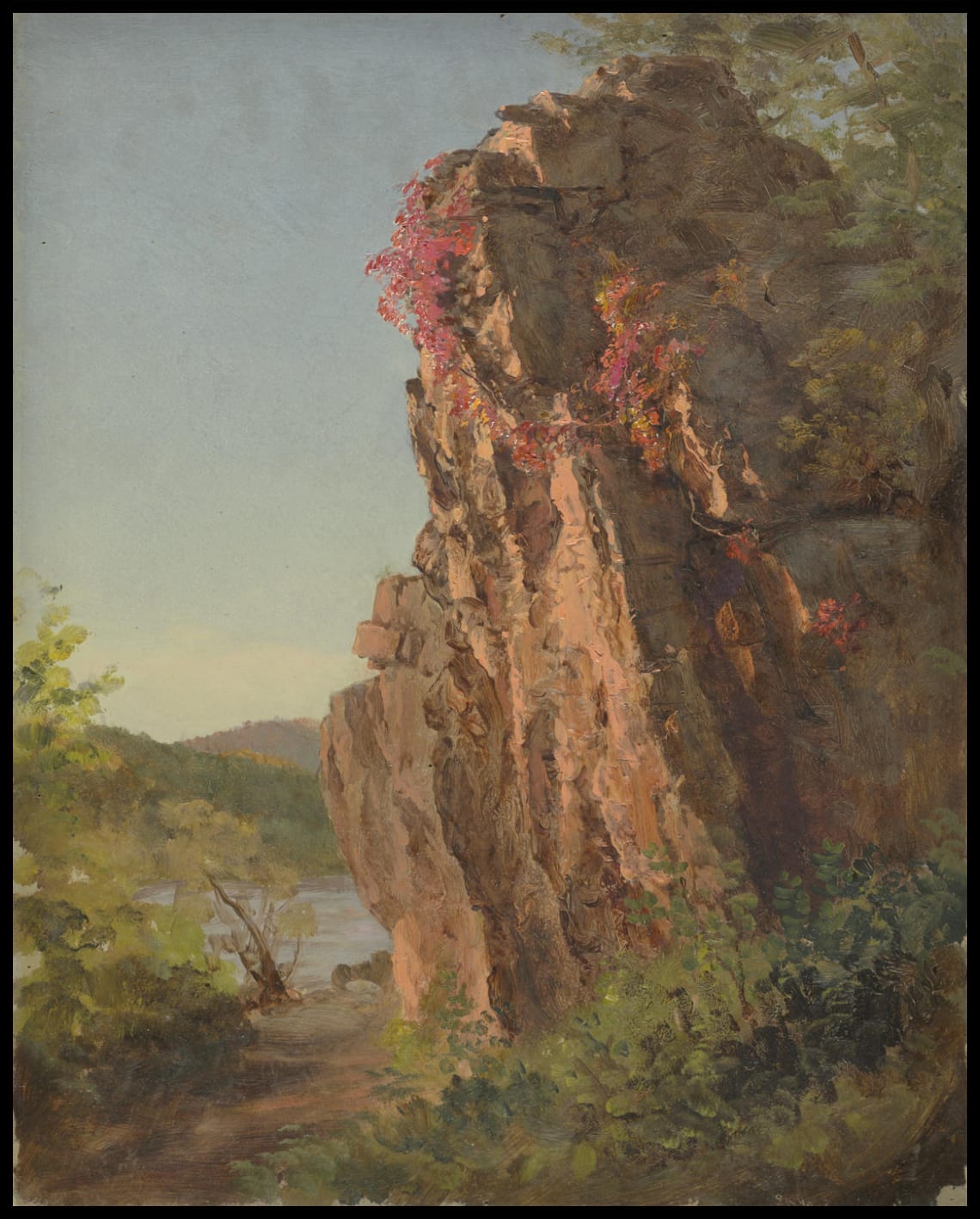 Paysage avec grand rocher