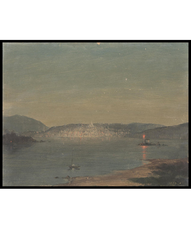 Night View of a Seaport