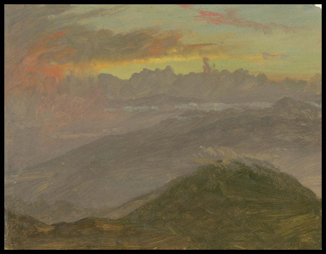 Coucher de soleil et montagnes