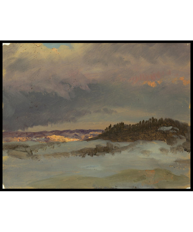 Winter Landscape with blue Hill