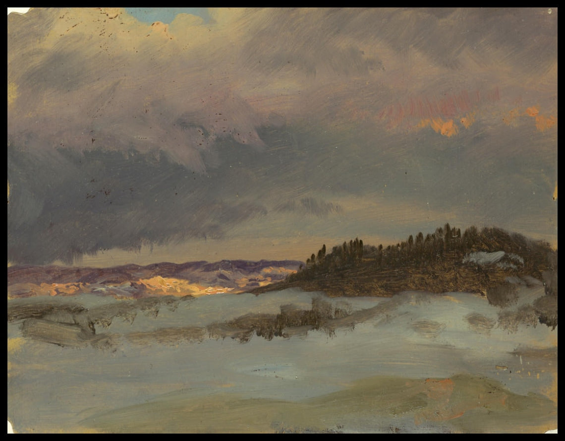 Paysage d'hiver avec une colline bleue