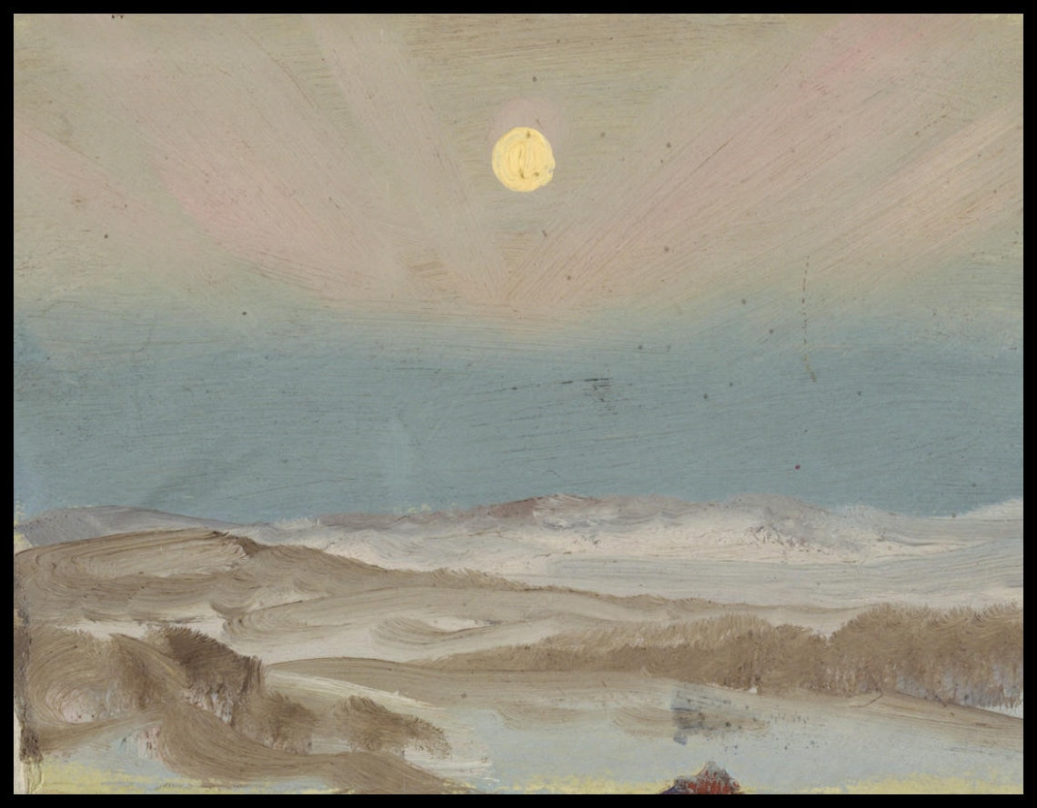 Paysage d'hiver avec pleine lune