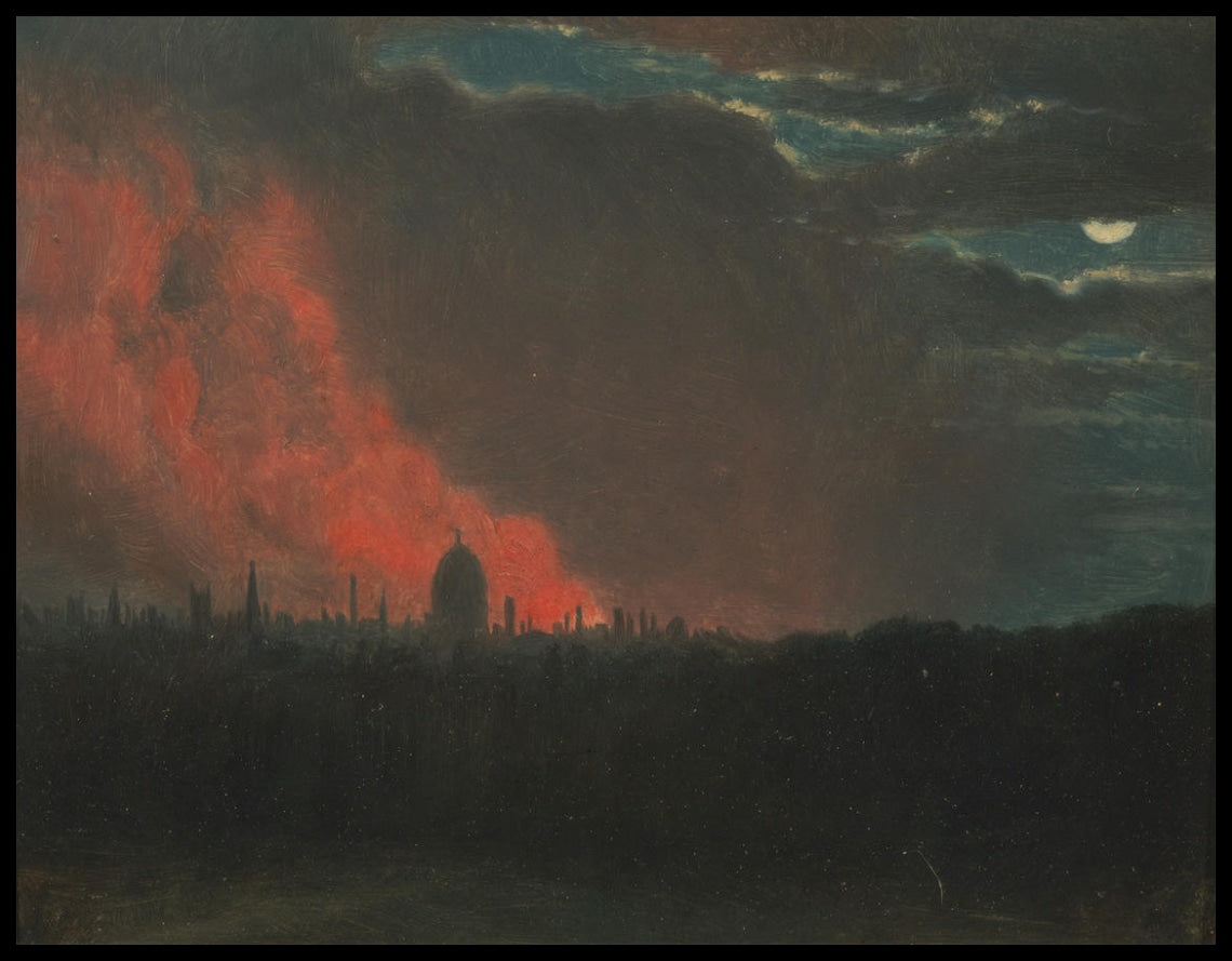 Incendie à Londres vu de Hampstead
