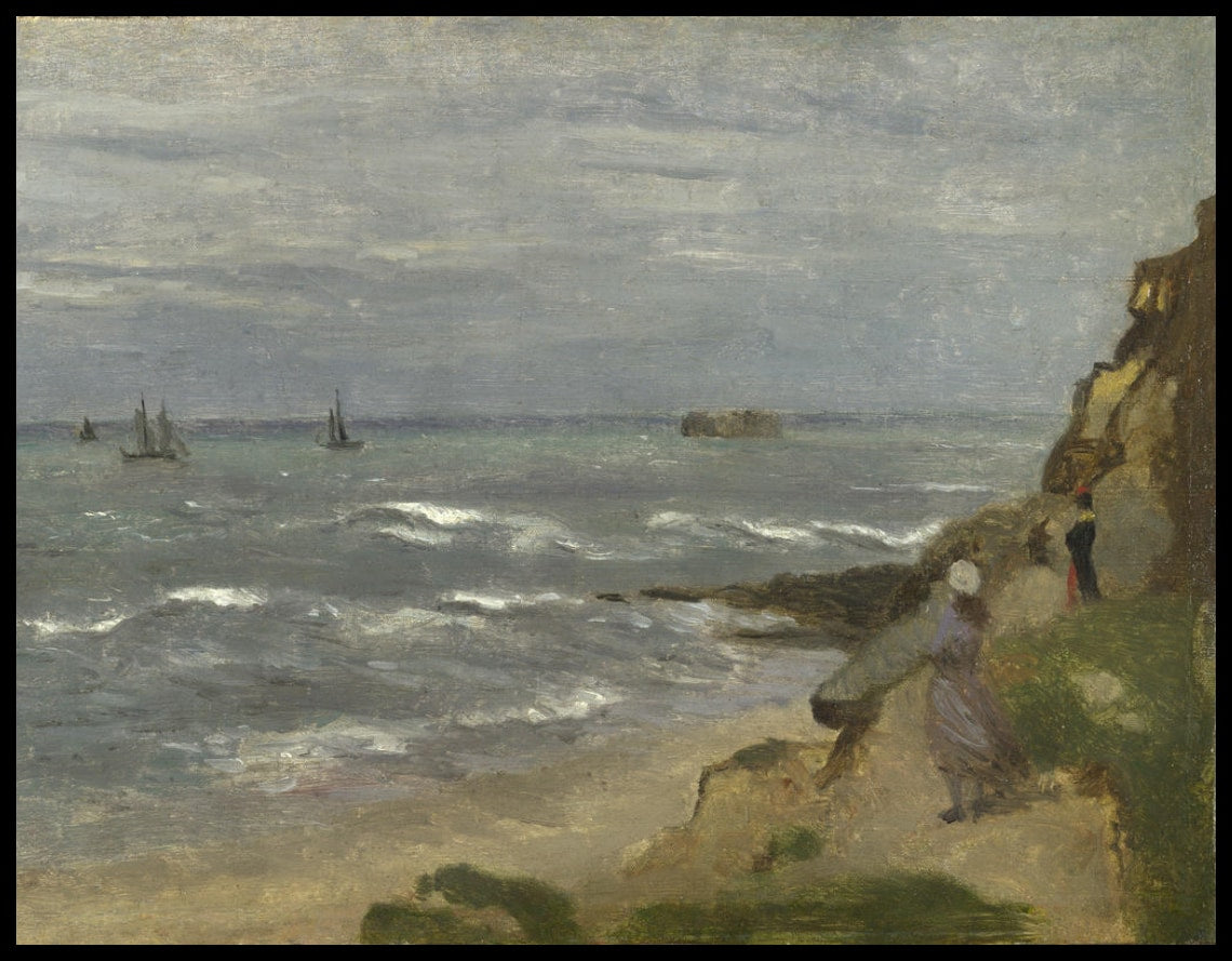 Paysage marin avec figures sur les falaises