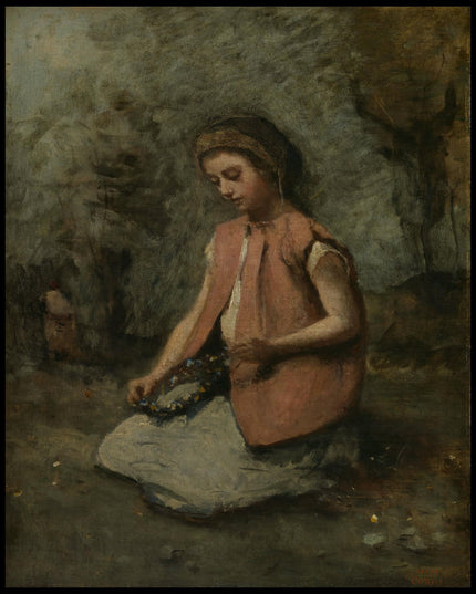Girl Weaving a Garland