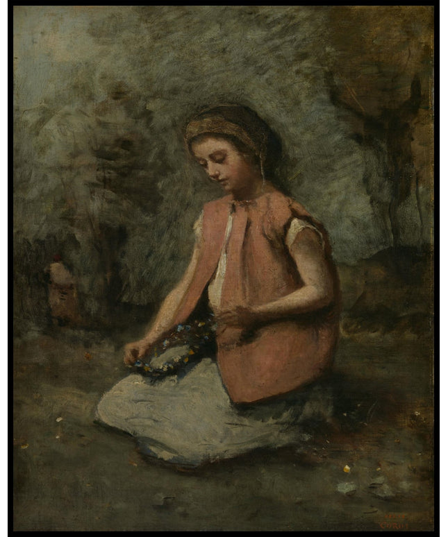 Girl Weaving a Garland