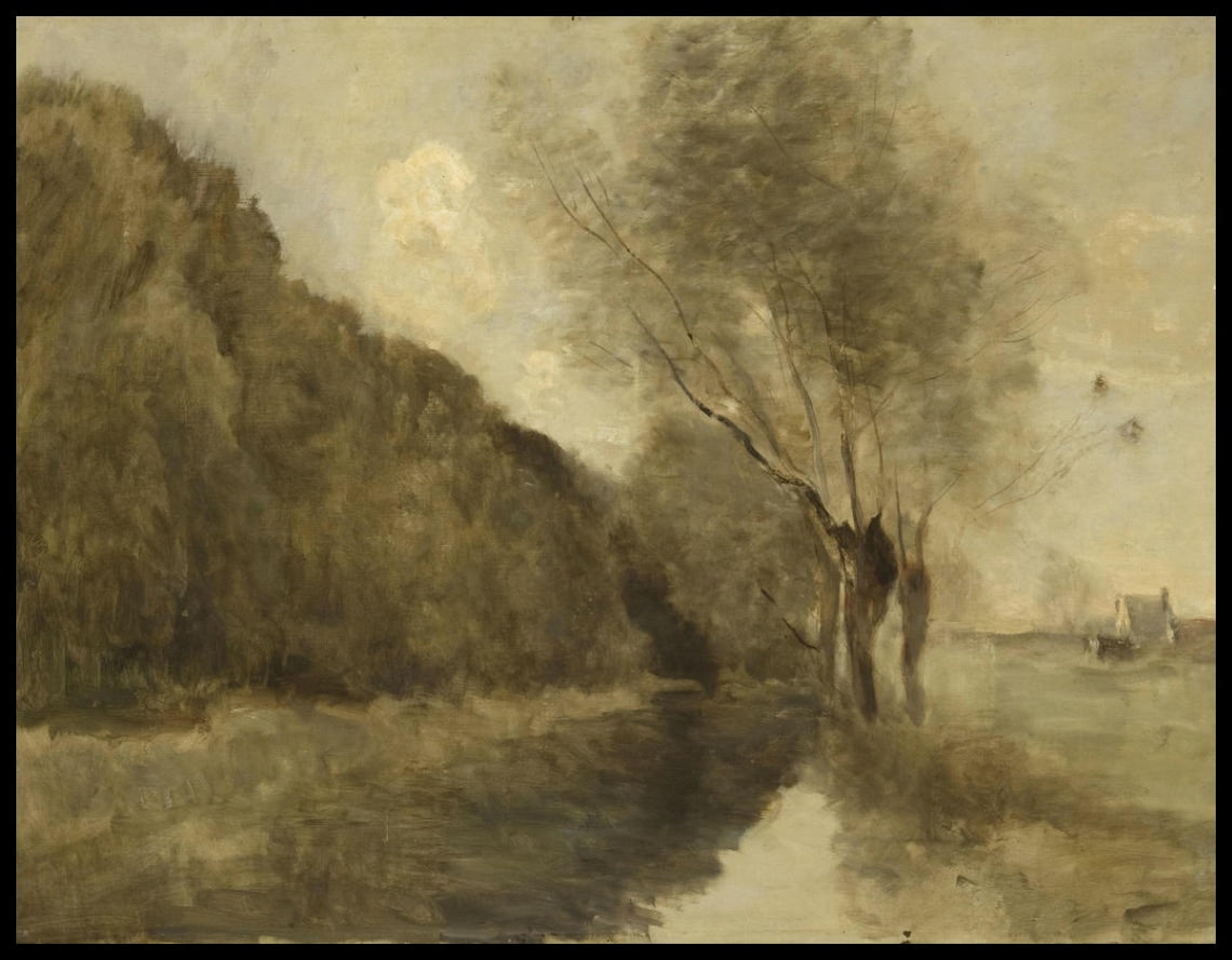 Paysage avec un ruisseau et des saules près de Gisors