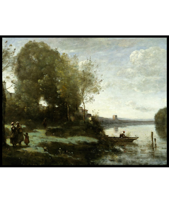 River with a Distant Tower