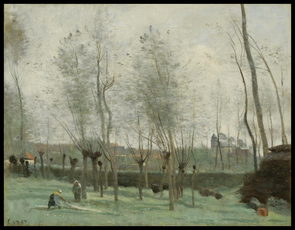 Lavandières dans un bosquet de saules