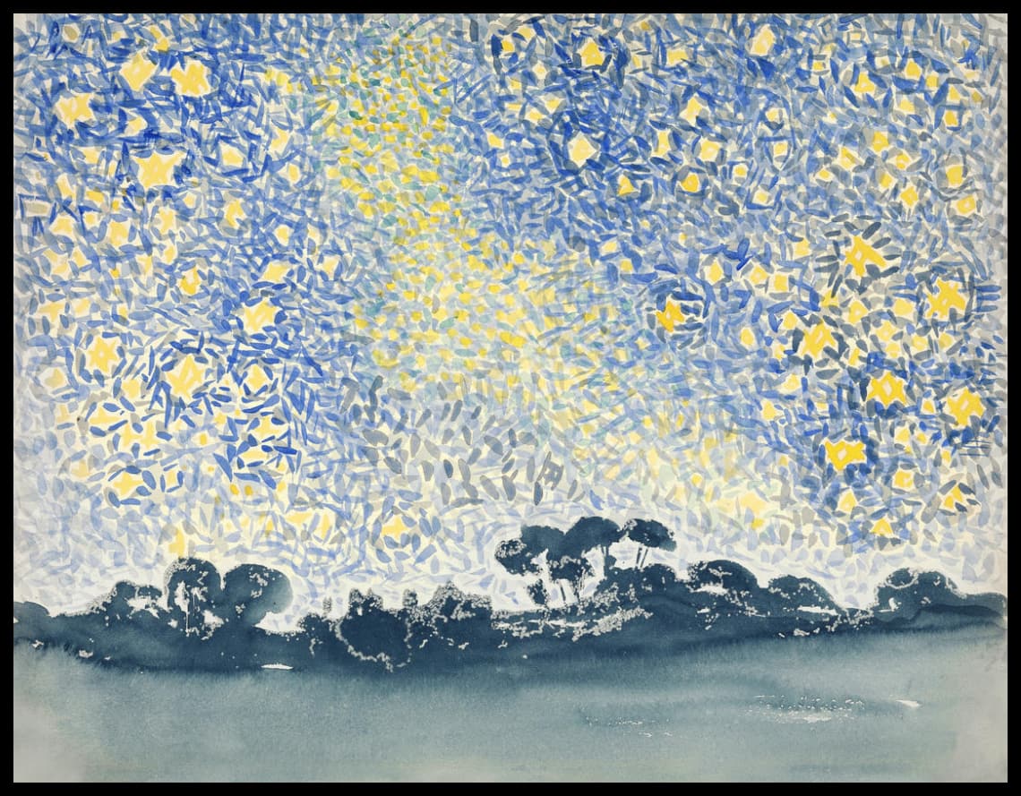 Paysage avec étoiles