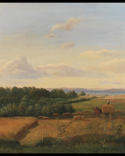 A Funen Landscape at Harvest Time with Wedellsborghoved in the Background