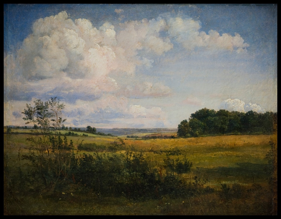 Paysage avec nuages ensoleillés