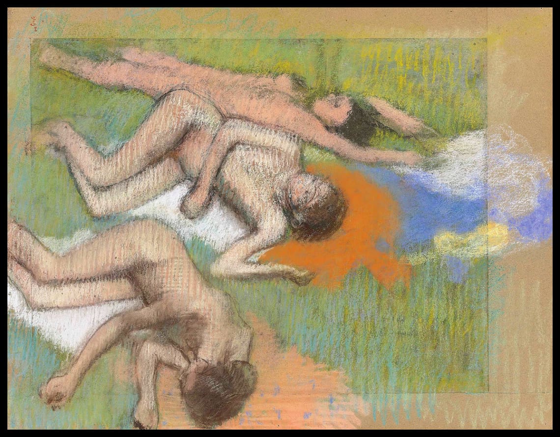 Après le bain, trois femmes nues