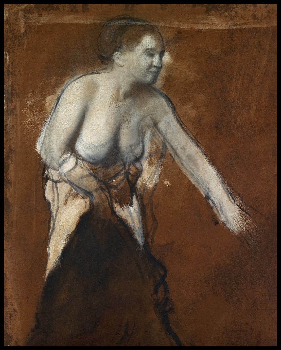 Jeune femme, à moitié déshabillée