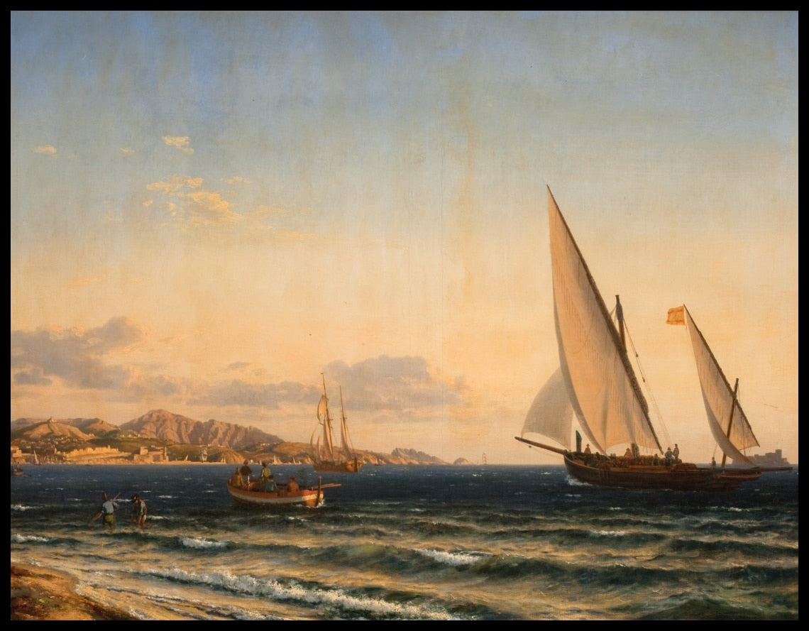 Evening by the Mediterranean. In the background, Marseille and the island of If