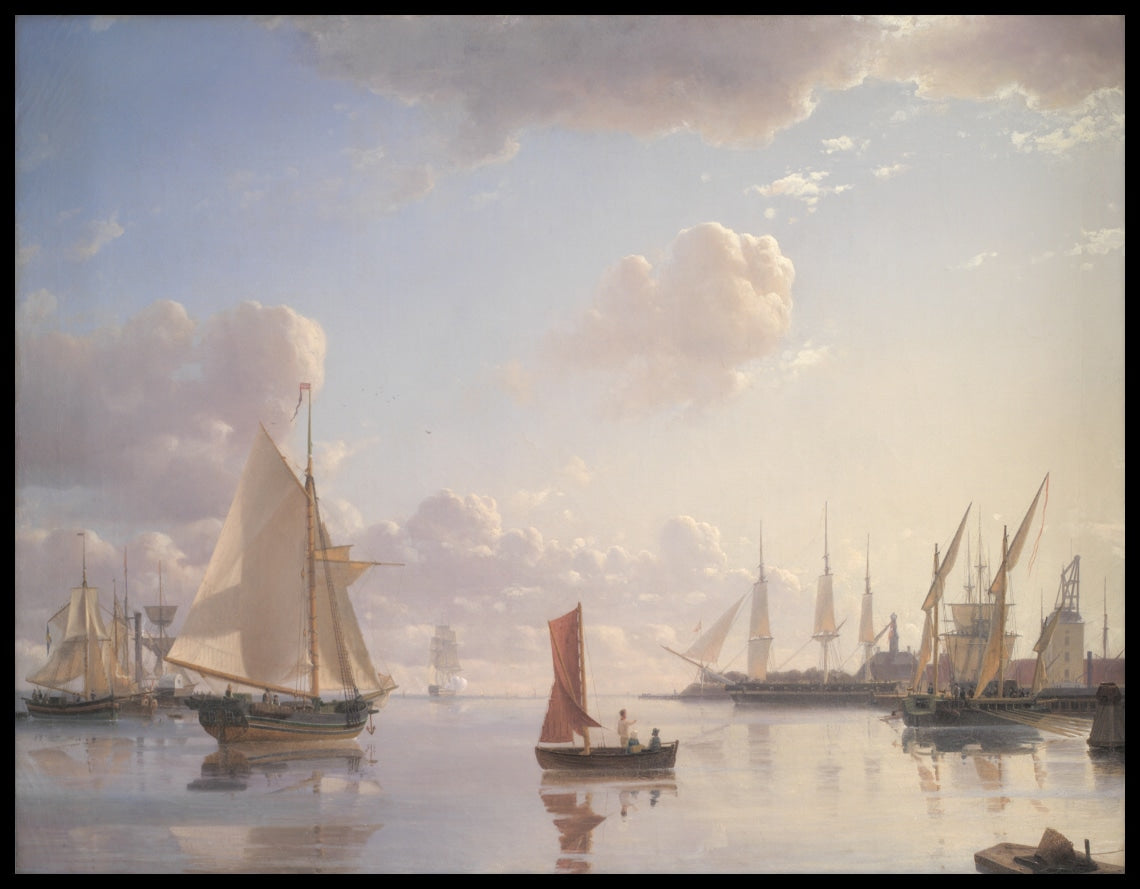 View from Langelinie towards the Royal naval Dockyards at Nyholm, Copenhagen. Morning Light