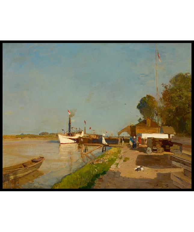 Die Dampfschiffstation an der Donau gegenüber Kaisermühlen