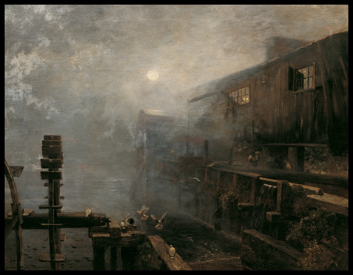 Sägemühle im Morgennebel